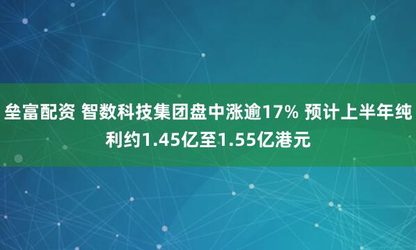 垒富配资 智数科技集团盘中涨逾17% 预计上半年纯利约1.45亿至1.55亿港元