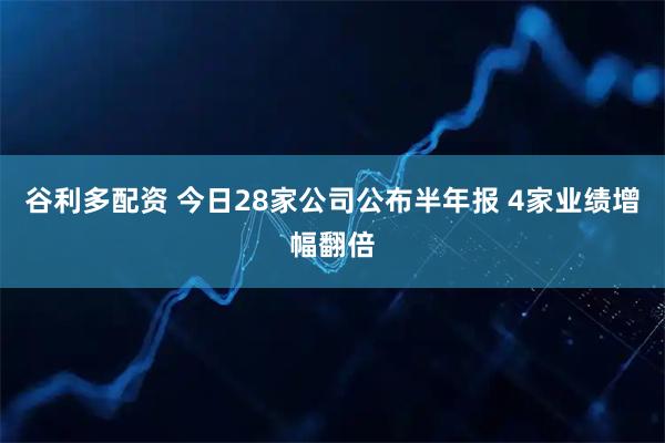 谷利多配资 今日28家公司公布半年报 4家业绩增幅翻倍